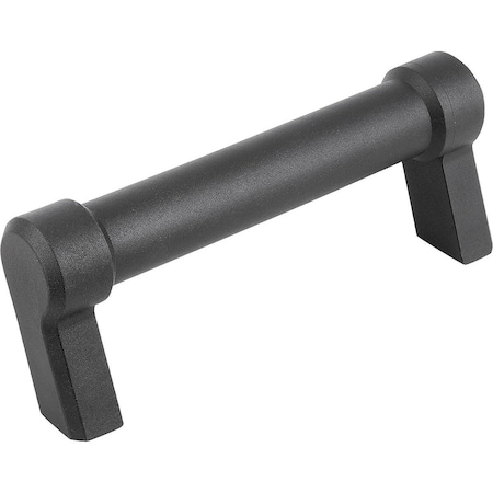 Kipp Pull Handle Oblique A=140, L=155, H=60, Thermoplastic Black Ral7021 Comp:Brass, D=M06 K0197.140061